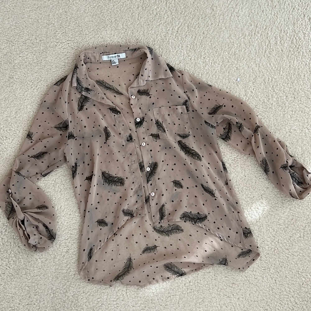 Button up sheer collared top